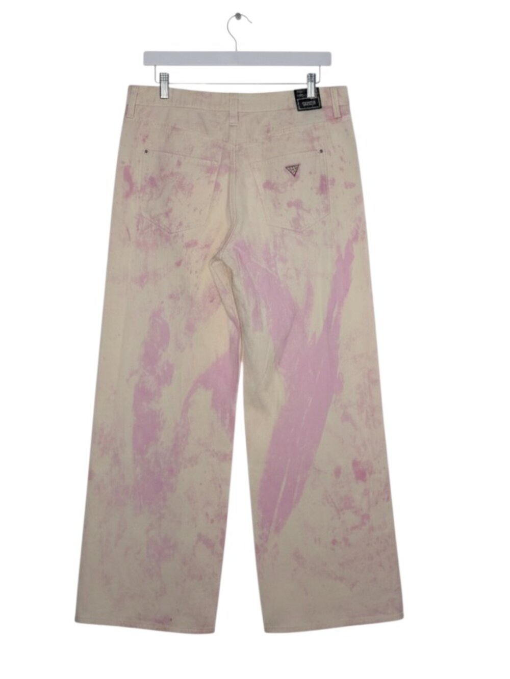 Guess Wide Leg Tie Dye Jeans Denim Pant Relaxed Fit Medium Rise Pink 31 x 32 NWT - Picture 3 of 8